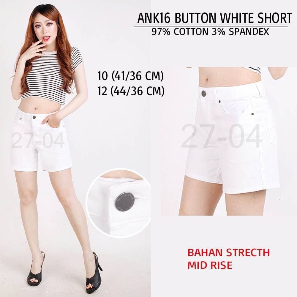 Celana Pendek Wanita Anko 16 Button White Short