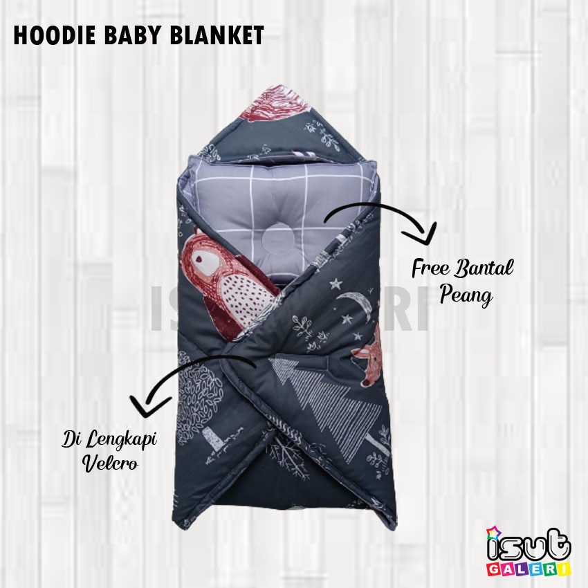 ISUT GALERI - Hoodie Baby Blanket | Selimut Bayi Baru Lahir Cocok Untuk Kado Baby Gift