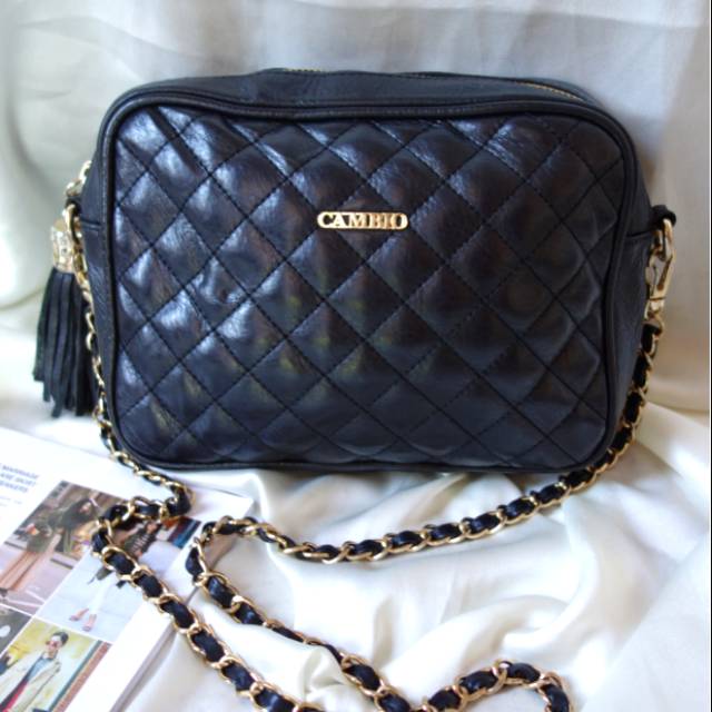 CAMBIO Genuine Leather Sling Bag Tas Selempang Rantai Kulit Asli Original Preloved Second Bekas