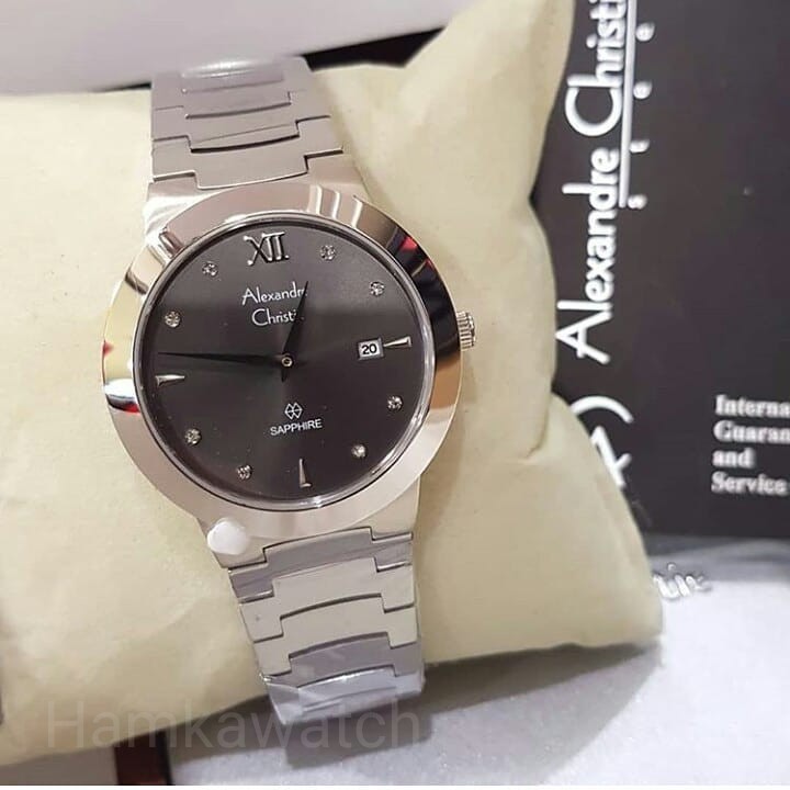 jam tangan / Watch_Id pria alexander cristie ac8569 silver plat hitam