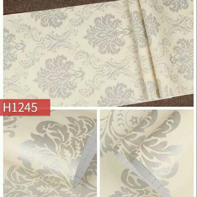Wallpaper dinding motif batik silver