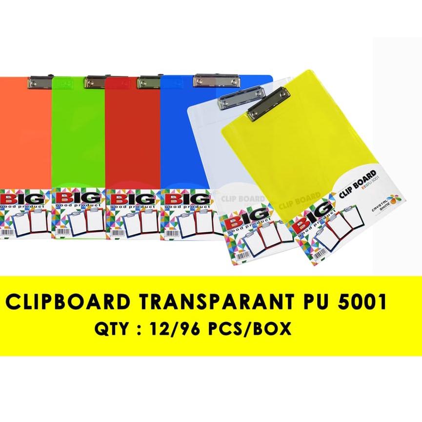 LANGSUNG KIRIM.. Clipboard BIG Plastik Transparant PU-5001 / Clipboard Plastik BIG / Papan Ujian