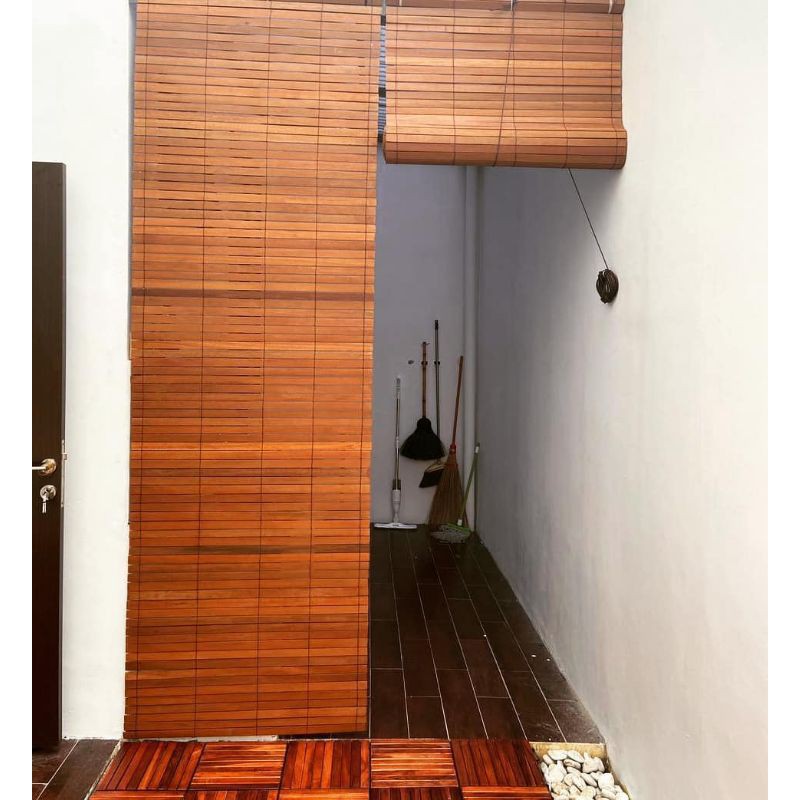 Tirai Kayu Krey Kayu Krei Kayu Bengkirai Finishing Ukuran 100 x 200 Outdoor