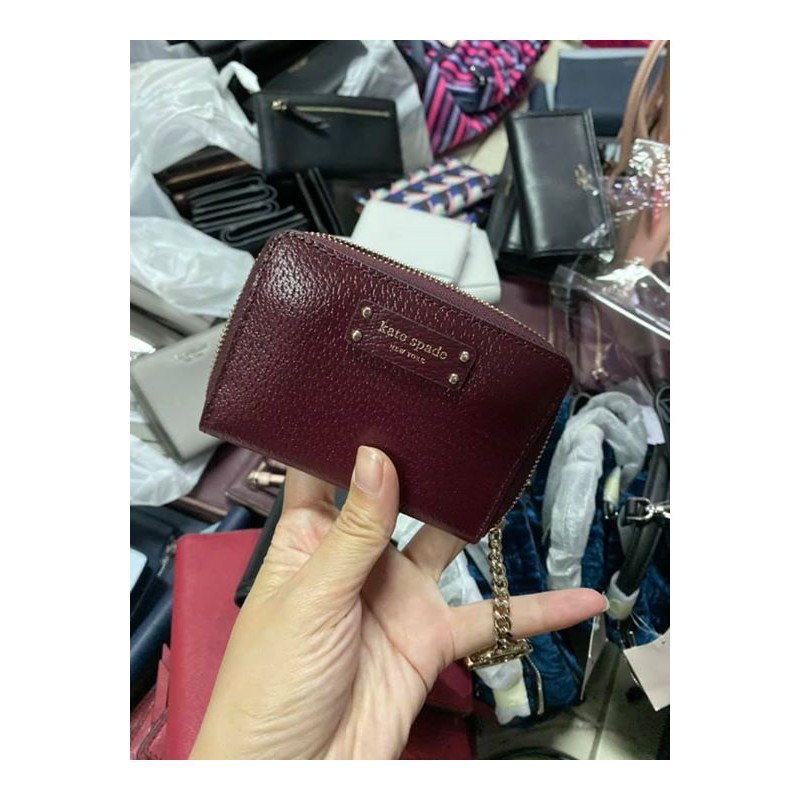 Kate Spade Jeanne Small Key Wallet Cherrywood Maroon