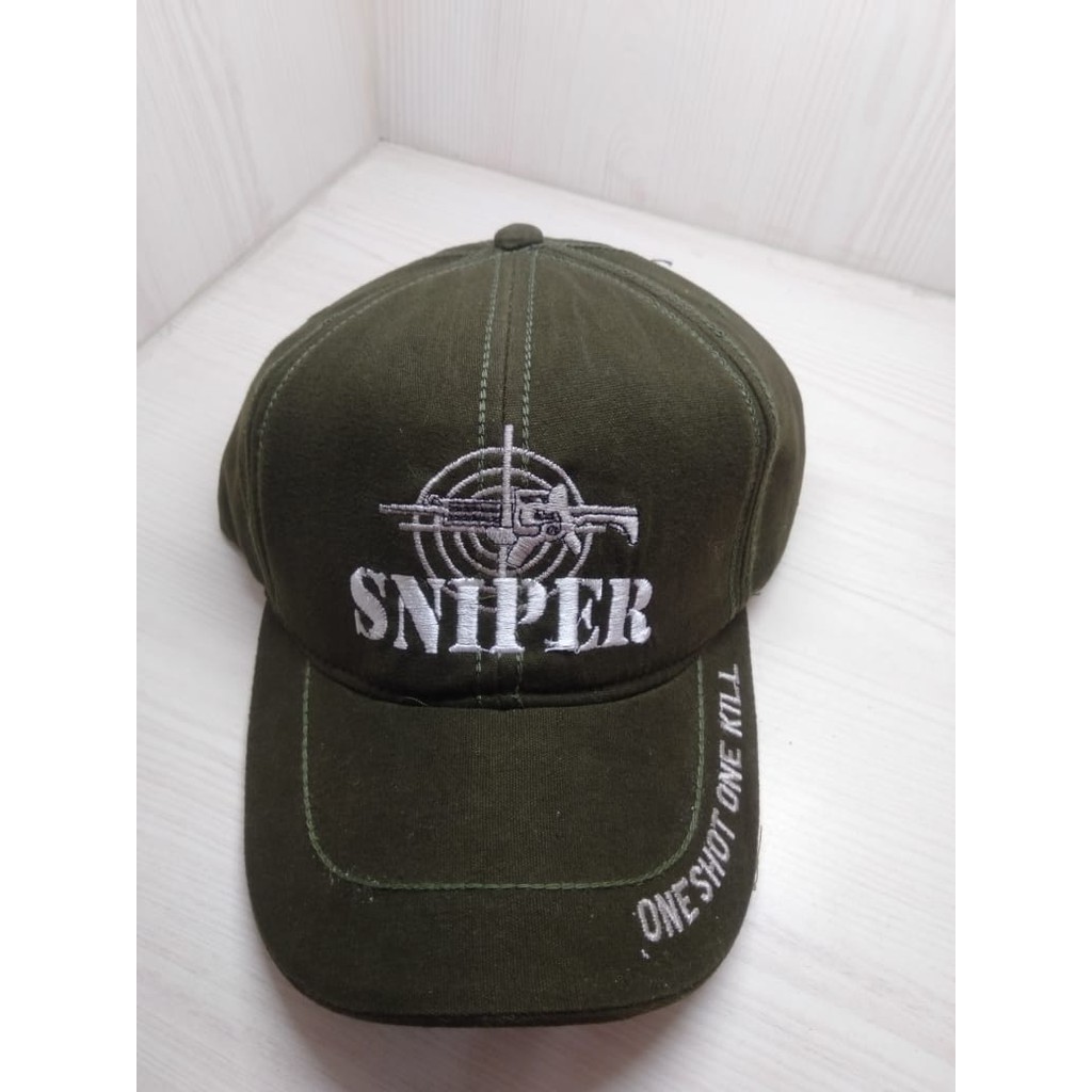 Topi Lapangan Sniper Hitam,Krem,Hijau Kanvas