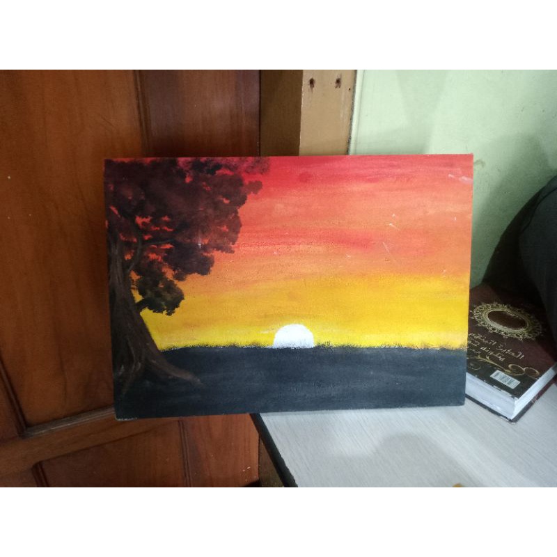 Lukisan Pemandangan Senja Yang Nyenni