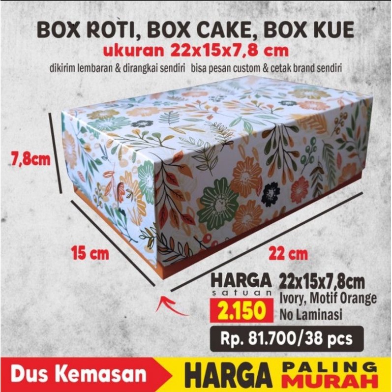 Jual Box Kue / Box Roti 22 x 15 x 7,8 cm Orange Ivory Foodgrade ...