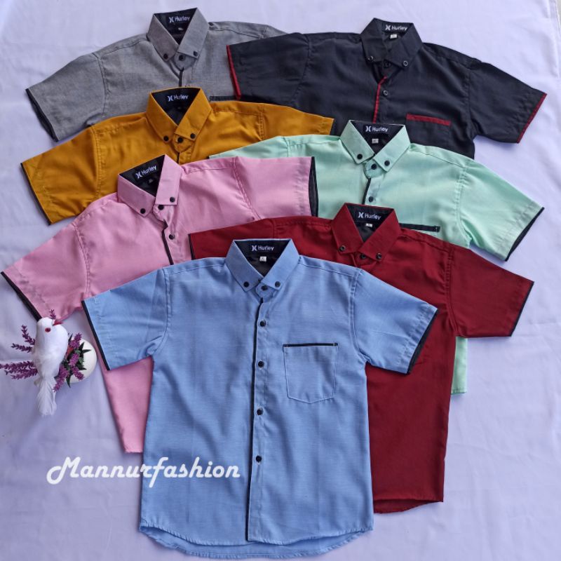 Kemeja Anak Laki-Laki Kemeja Distro Umur 1-9 Tahun Bahan Mat Cutton Warna Maroon