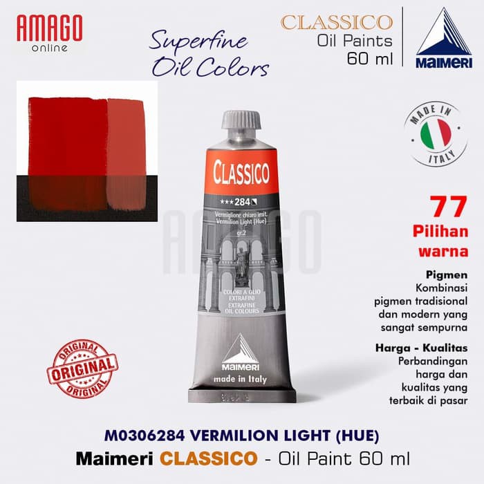 MAIMERI Classico - Oil Paint - Vermilion Light - Hue - 60ml - M0306284