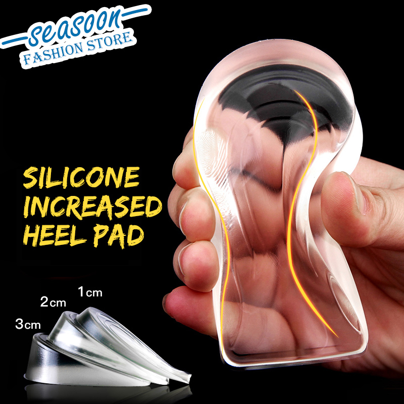 Plain Gel Pad/Insole/Sisipan Sepatu Penambah Tinggi Badan Pelindung Kaki Bahan Silicone Untuk Pria dan Wanita Tinggi 1/2/3cm