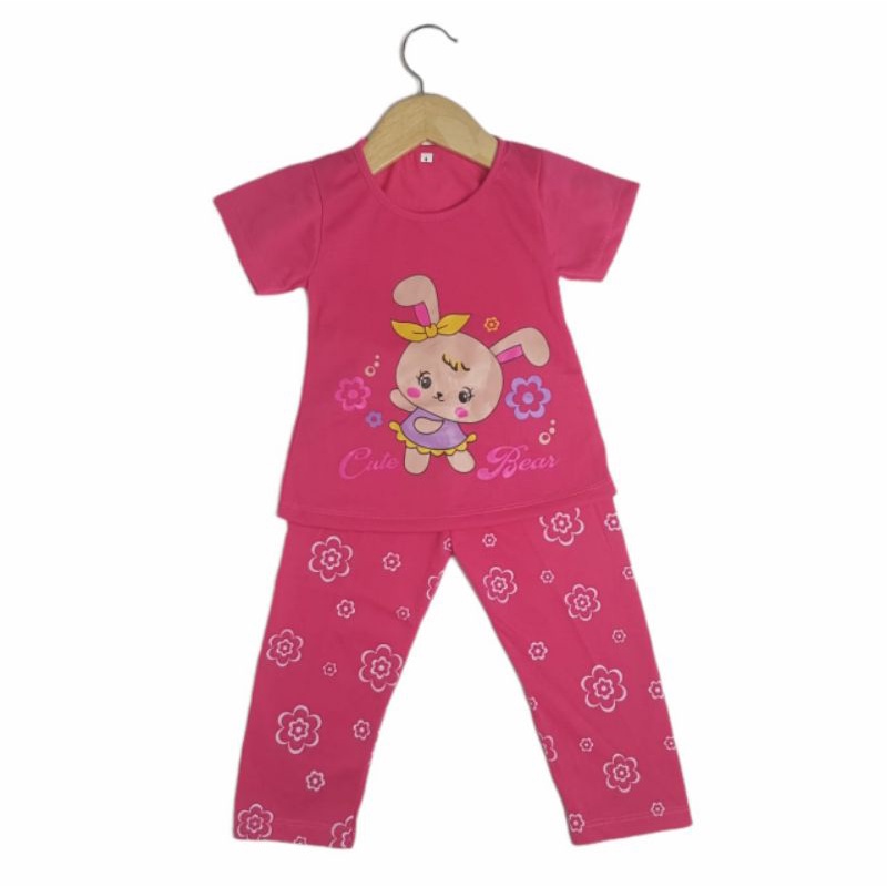 SETELAN BAJU ANAK PEREMPUAN SIKUNING NEW MOTIF BUNNY SWEET 2-6 TAHUN