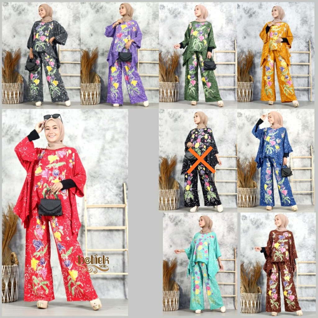 SET CP WAKA ENCIM PURBO 2 Baju Batik Setelan One Set Stelan Wanita Muslim Kekinian Jumbo Korea Murah