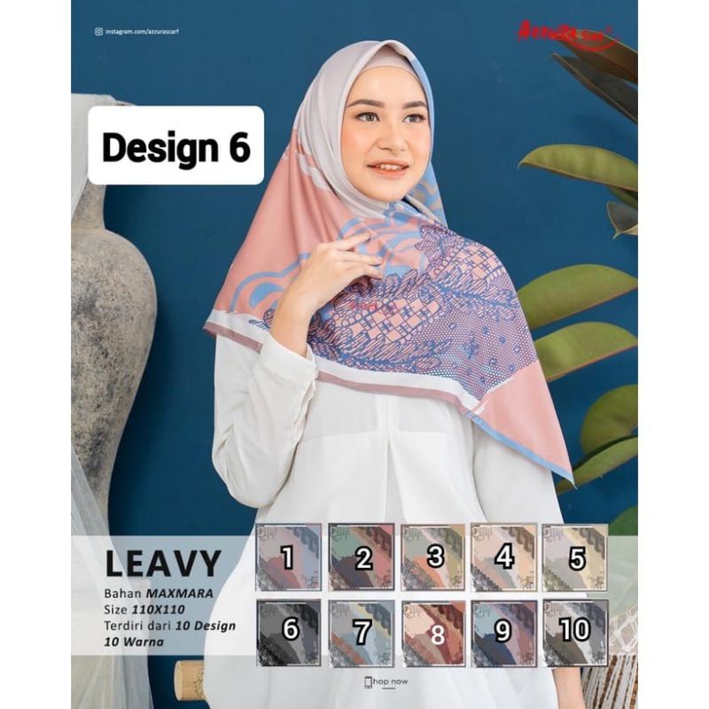 Jilbab Segi Empat Maxmara Leavy Motif By Azzura Premium Scarf - Hijab glossy jilbab motif segiempat