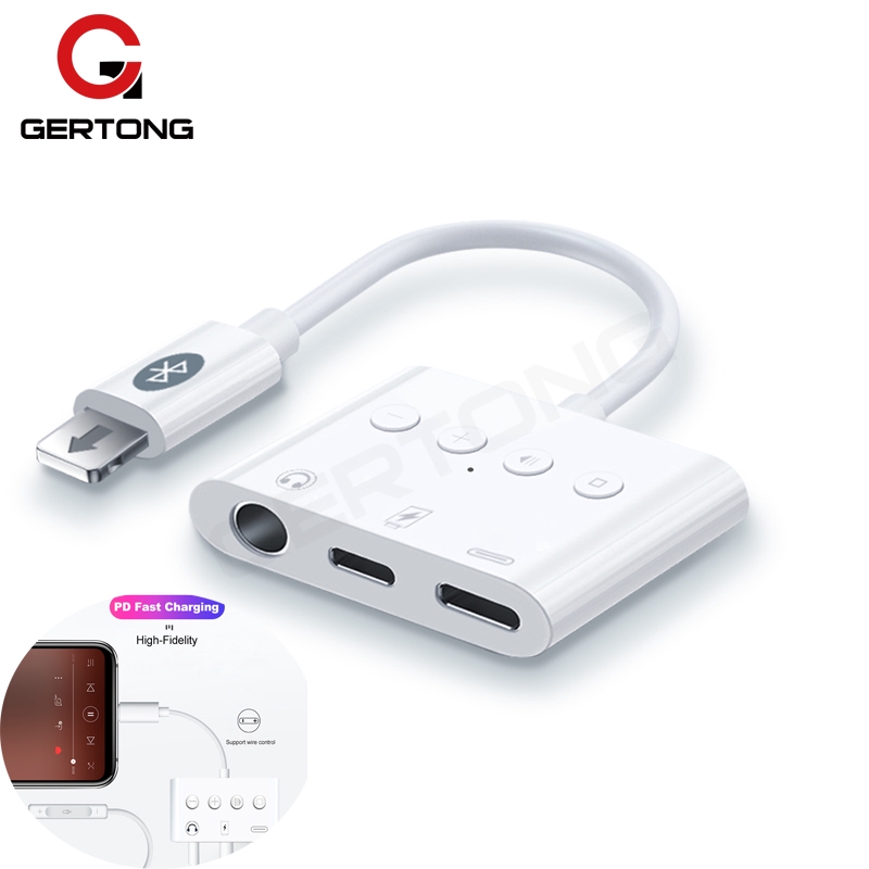 Hub Splitter Lightning+Jack Audio 3.5mm+USB Type C 3 in 1 PD Quick