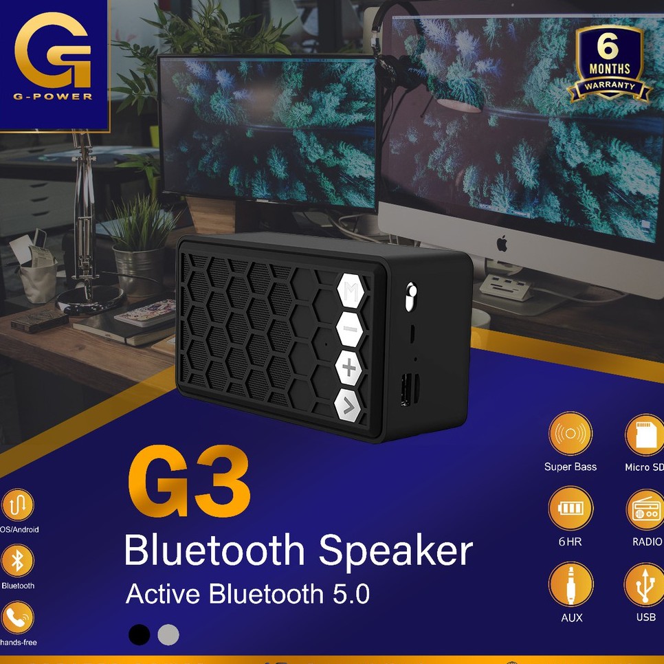 GPOWER SPEAKER BLUETOOTH G3 GARANSI RESMI 6BULAN SUPERR BASS GARANSI 6 BULAN
