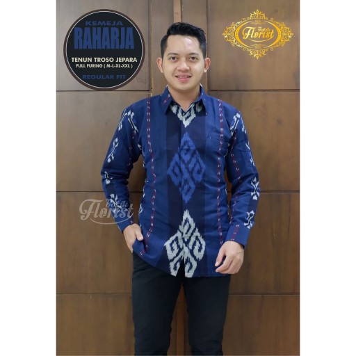 Raharja Kemeja Batik Pria Full Furing Bahan Tenun Troso Jepara