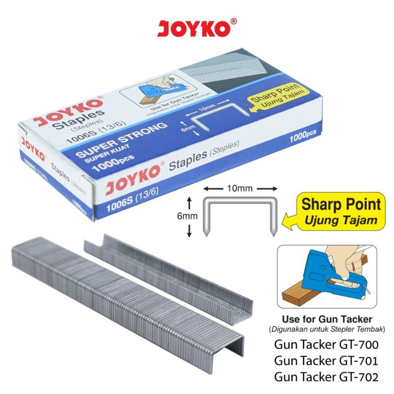 

GUN TACKER REFILL JOYKO | ISI STAPLES TEMBAK JOYKO 1008S (13/8) DAN 1006S (13/6) | ISI STAPLER