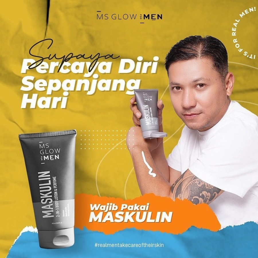 MS Glow for Men Maskulin 2 in 1 Body Lotion &amp; Parfume GIRLSNEED77 Mencerahkan Dan Meratakan Warna Kulit