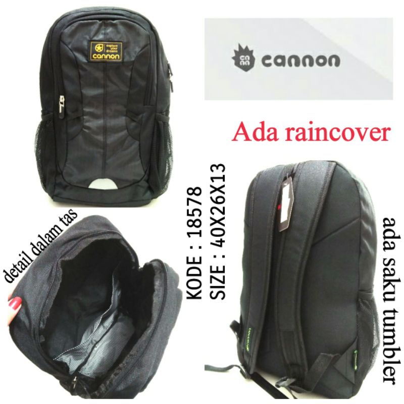 TAS RANSEL SEKOLAH TERBARU CANNON 18578 WARNA HITAM ADA RAINCOVER TERMURAH