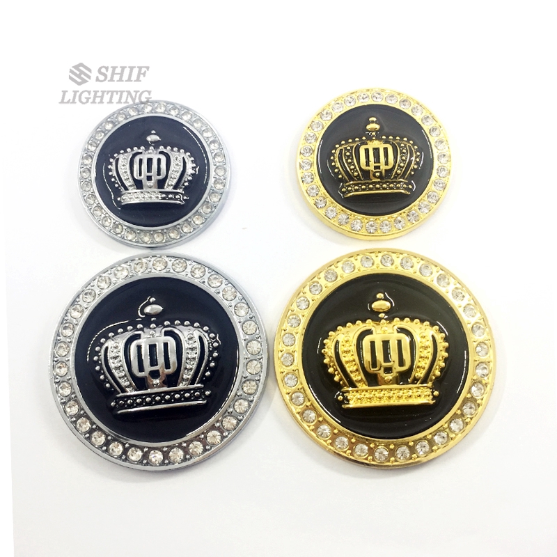 1pc Emblem / Badge Mahkota 3D Bahan Metal Warna Gold / Silver Dengan Kristal / Berlian