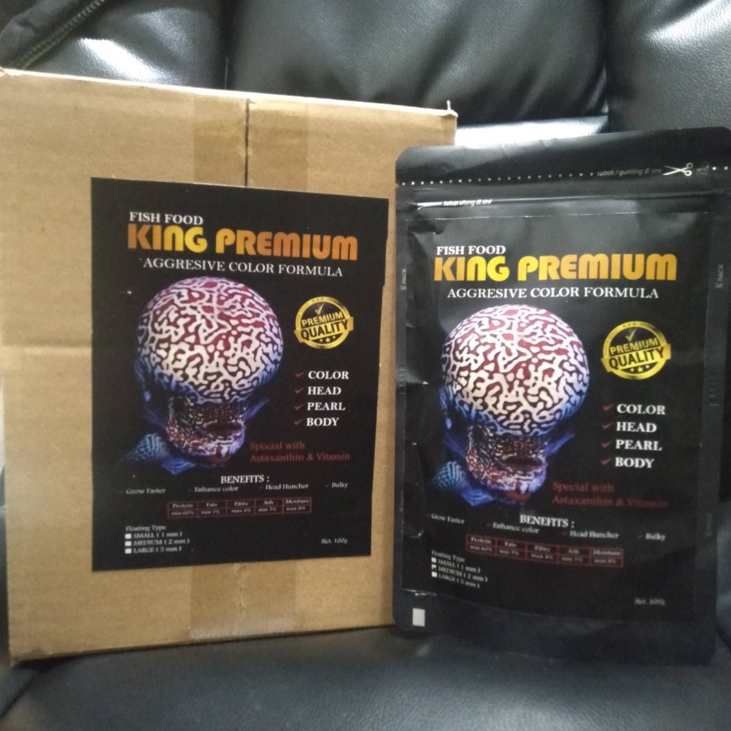 PREMIUM 88 KING PREMIUM SIZE MEDIUM 2MM 100 GR PAKAN IKAN LOHAN