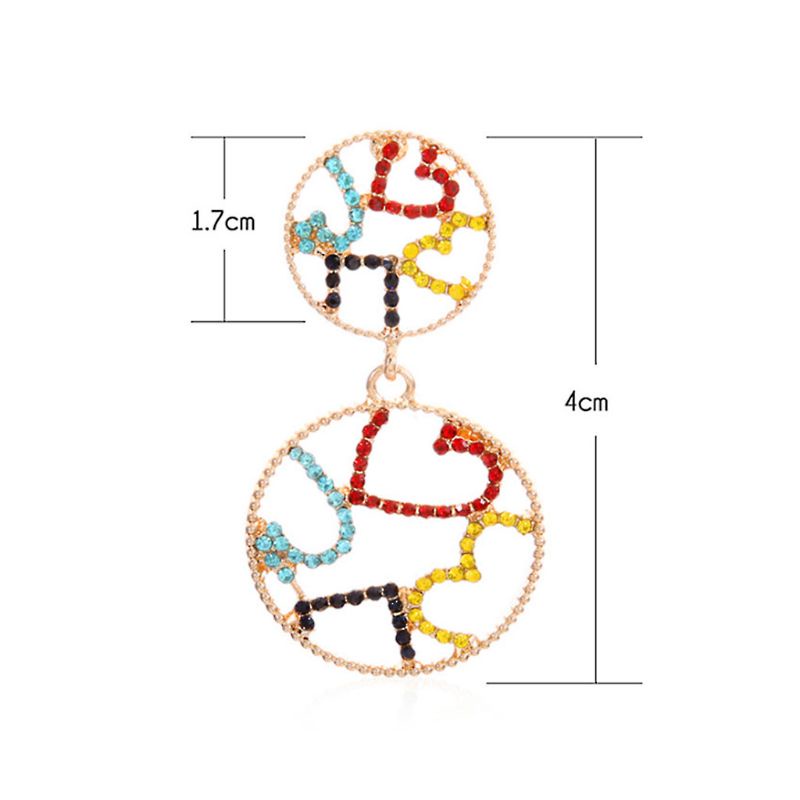 SIY  1pc New Ear Stud Floral Multicolor Rhinestone Ring Dangle Circle Hollow Fashion
