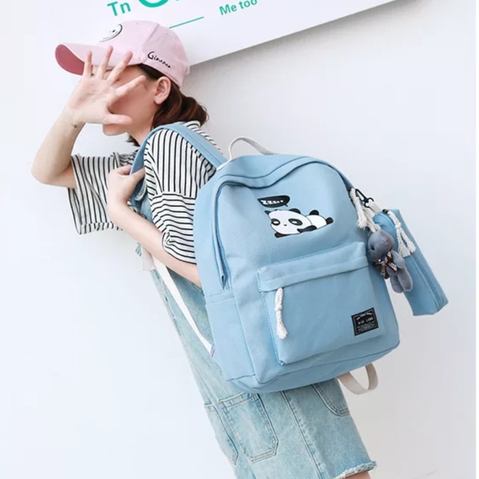 Should Bag 4in1 - Tas Ransel Sekolah Anak Wanita Dan Pria Terbaru 2021 Kekinian Motif Carakter Panda Tidur Korean Style Murah