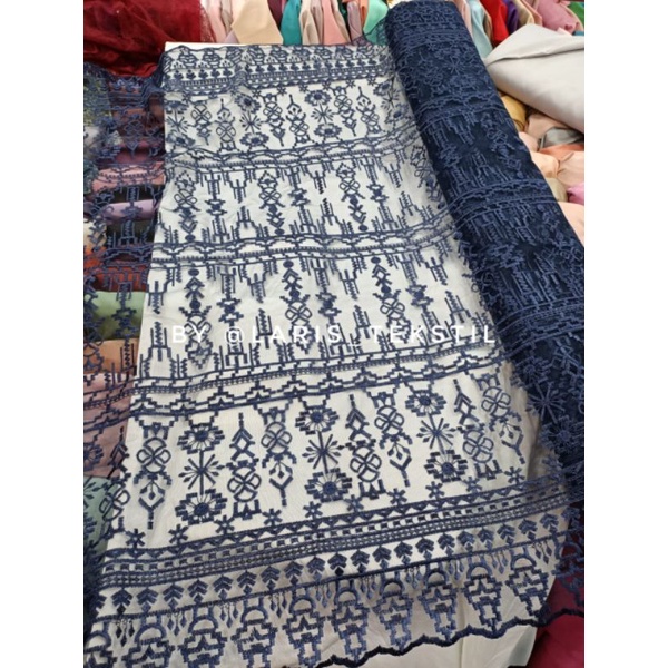 Bahan Kebaya Kain Tulle Embroidery Sapto Sumba Viral (harga per setengah meter (50cm))