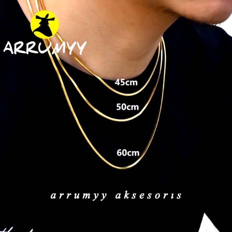 ARRUMYY kalung titanium pria wanita gold silver panjang 45cm 50cm 60cm original anti karat