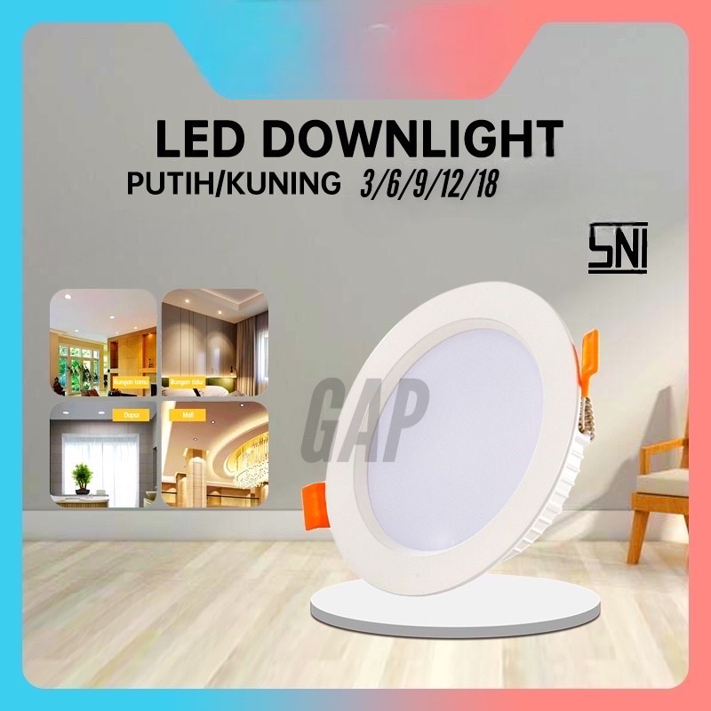 LAMPU LED DOWNLIGHT PLAFON INBOW / TANAM SLIM 3W 6W 9W 12W 18W BULAT / PETAK LED DOWNLIGHT PUTIH KUNING