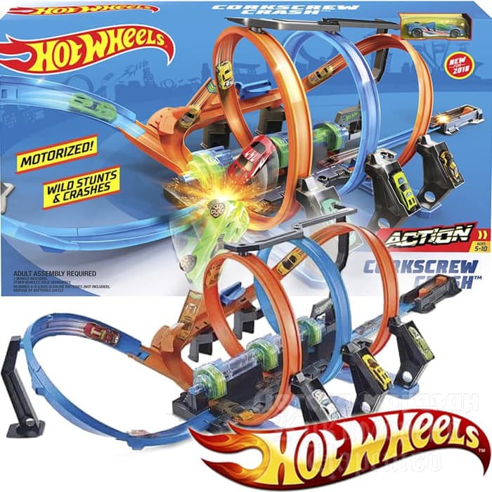 hot wheels corkscrew crash assembly