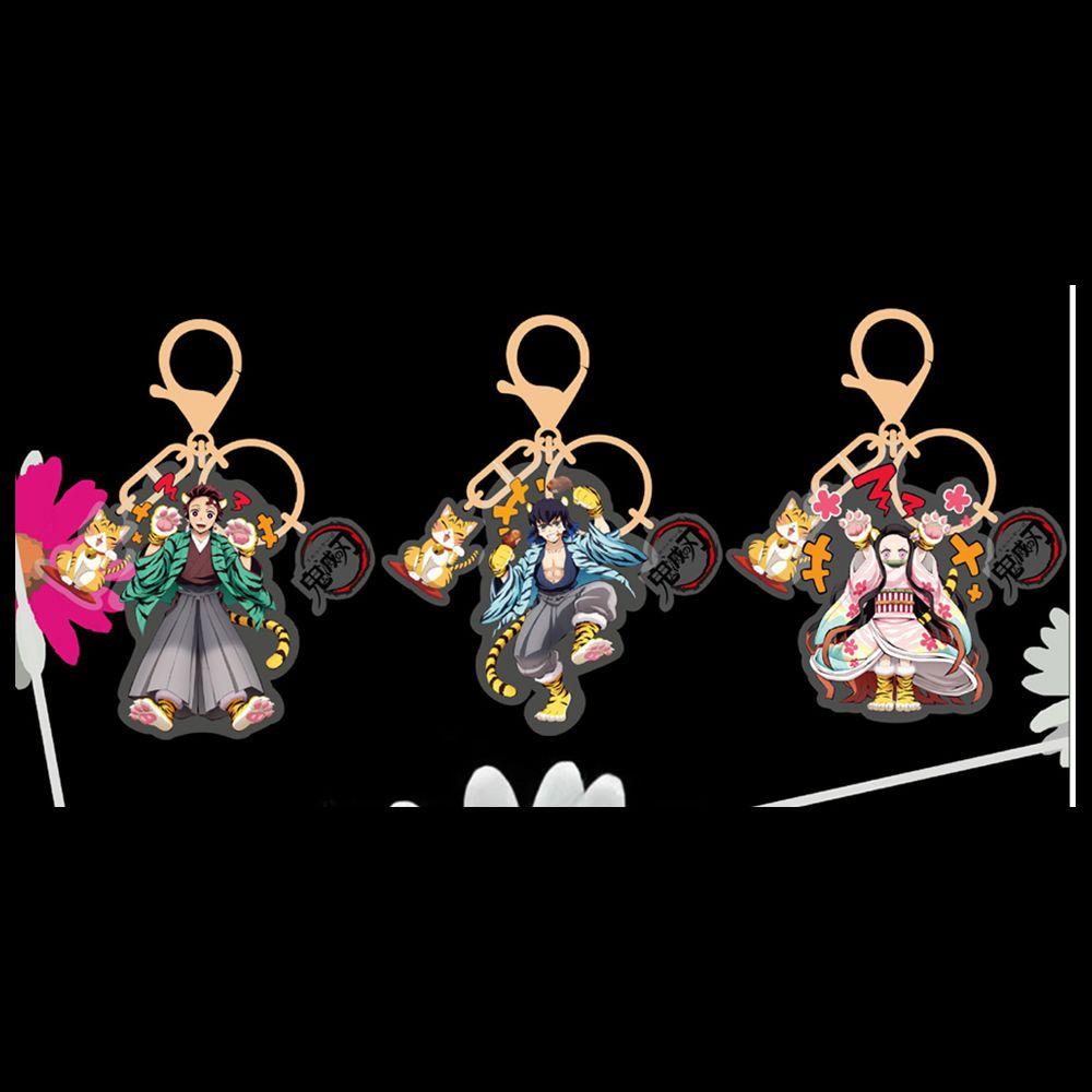 Needway Demon Tanjirou Gantungan Kunci Anak Lucu Rengoku Kamado Nezuko Dua Sisi Aksesoris Mobil Akrilik Figure Acrylic Pendant