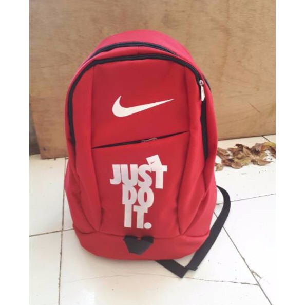 Backpac Tas Laptop Ransel Tas sekolah Kuliah tas ransel nike just do it hitam Merah terbaru free rain cover grosir