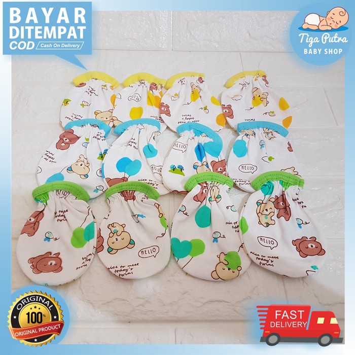 Mamimu set Sarung Tangan &amp; Kaos Kaki Karet Bayi/Baby Motif (0-3M)| Perlengkapan Bayi Baru Lahir