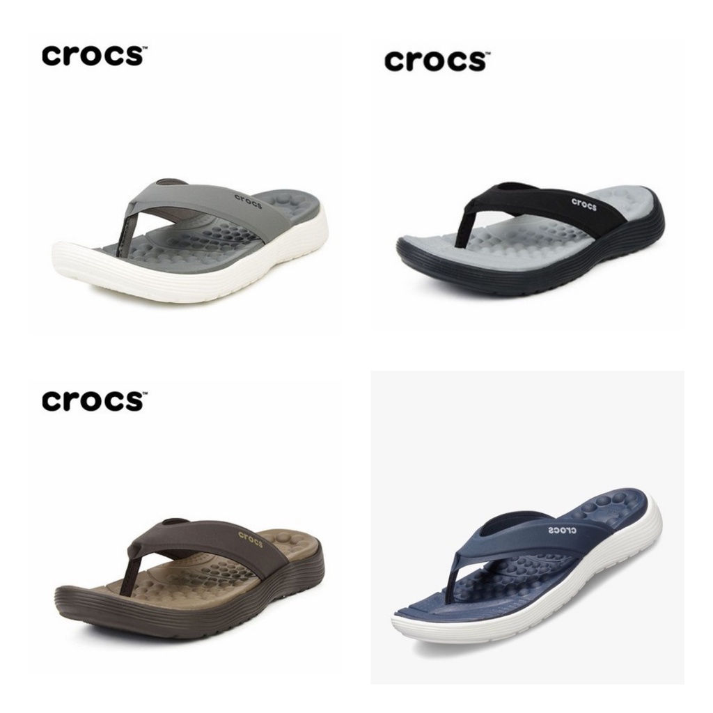 CLEARANCE SALE! Crocs Reviva Flip SKU 205473 Sandal Jepit Pria dan Wanita Leather Flip Sandal