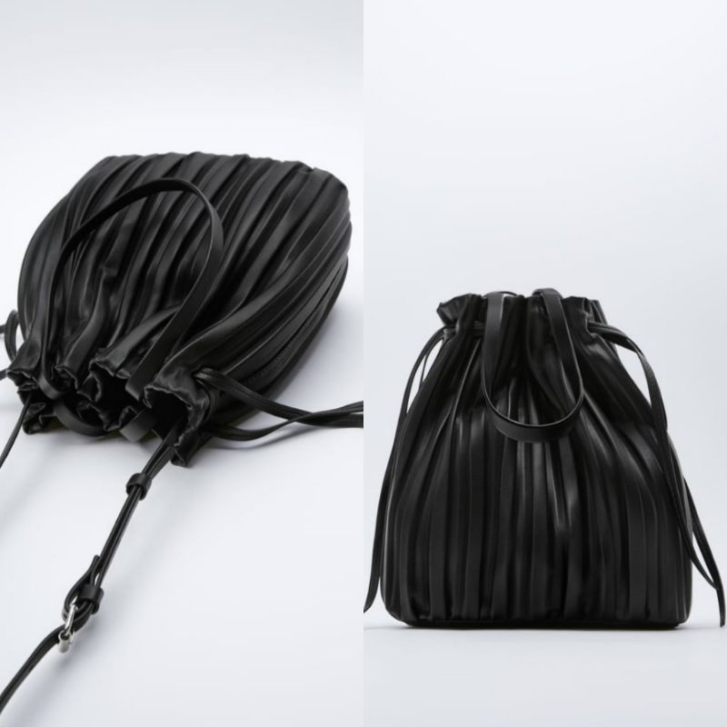 Zara Pleated Bucket Bag 100% Original