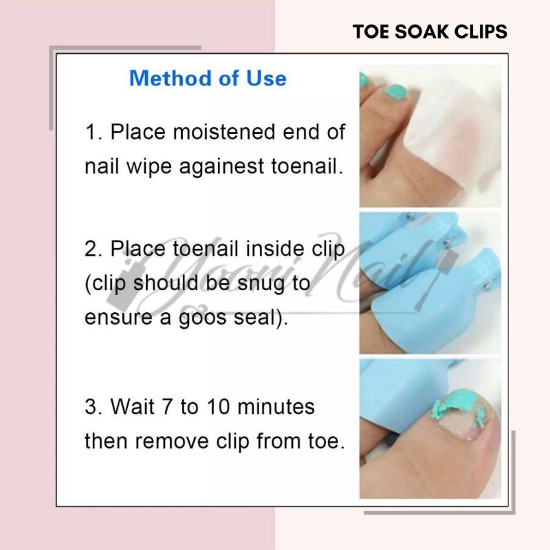 Toe soak off clips set 5pcs gel remover soakoff kaki