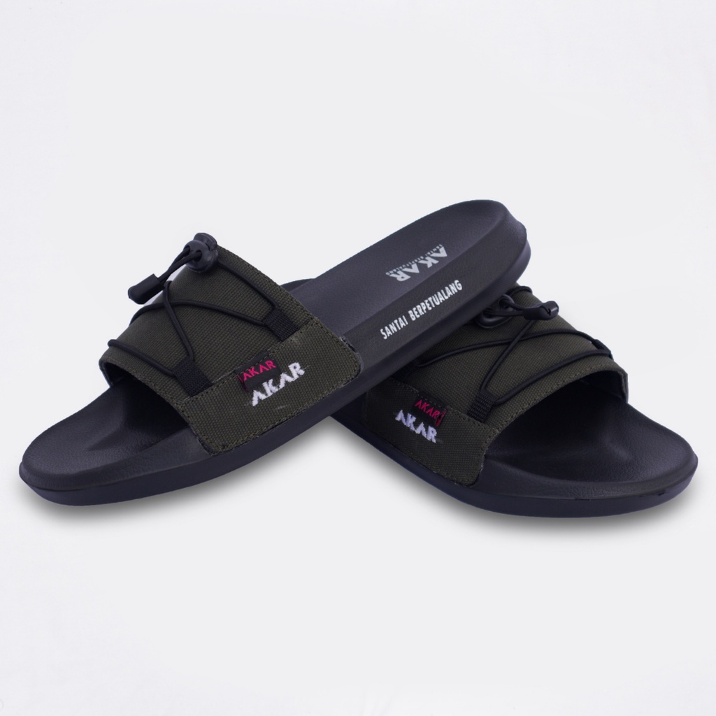 Sandal Slide Pria dan Wanita Terbaru Slide On Distro Sandal Slippers Sendal Anti Licin Selop Ringan Akar Army Kekinian Murah