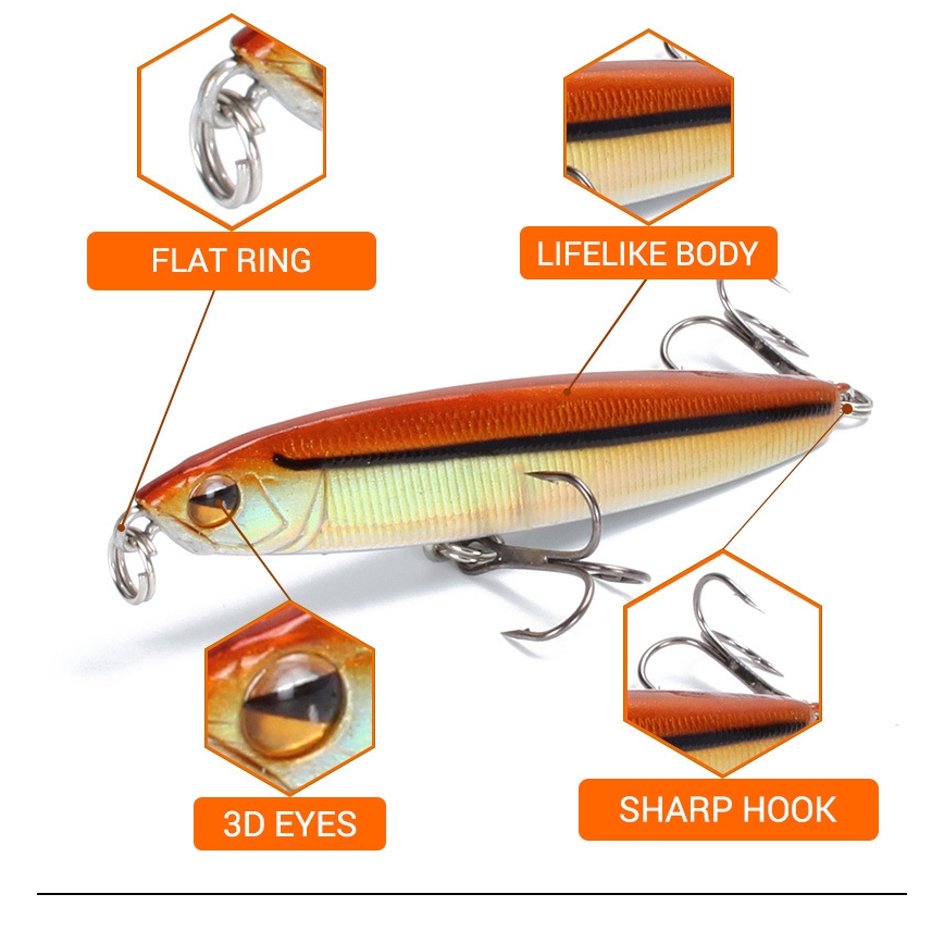 Shengyao 1Pcs Sinking Pencil Minnow Umpan Pancing 14g/18g Swimbait Fishing Lure Ikan Bass Bait Kail Memancing