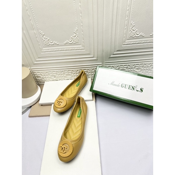 sepatu flat shoes wanita terbaru kekinian pesta MAUDE GUESIS sepatu flat bahan kulit kualitas import TOR23