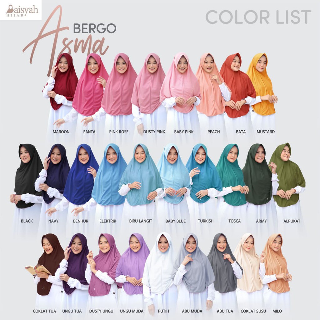size XL khimar bergo asma kaos PE original Aisyah hijab cirebon