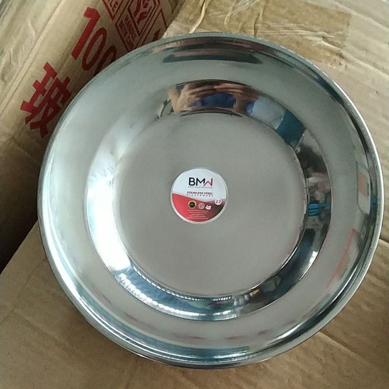 Piring Makan Stainless Steel uk 22cm &amp; 24cm Bahan Tebal dan Higienis