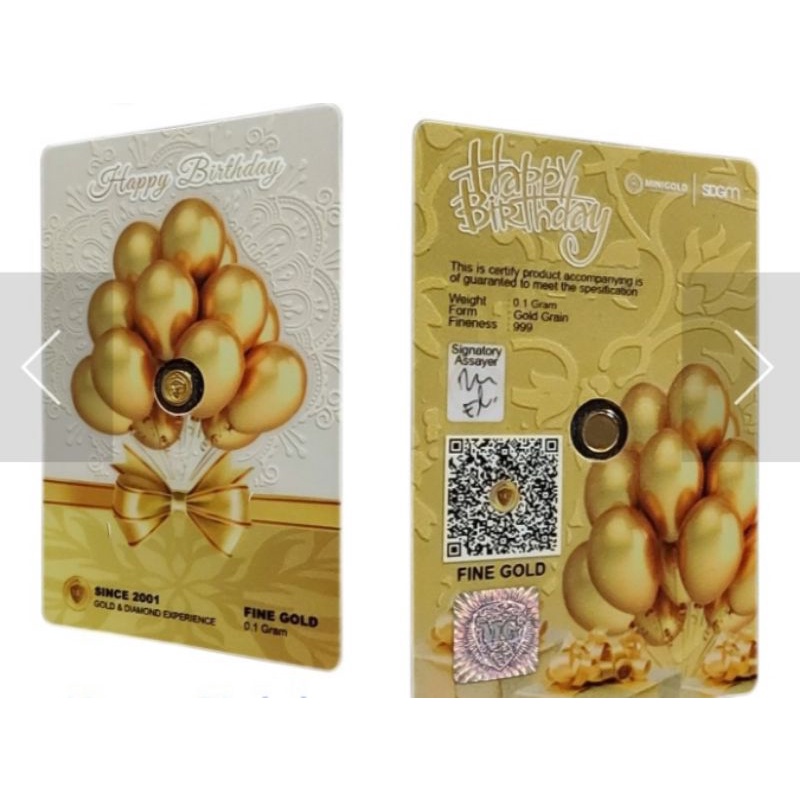 LOGAM MULIA MINIGOLD 0,1 GRAM HAPPY BIRTHDAY SERIES