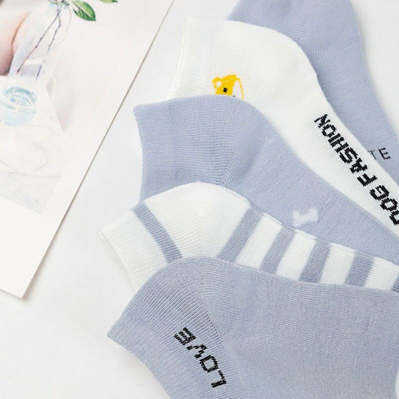 [COD] Kaos Kaki Pendek Lucu Gaya Korea Kaos Kaki Fashion Import Warna Biru Motif Lucu Kekinian