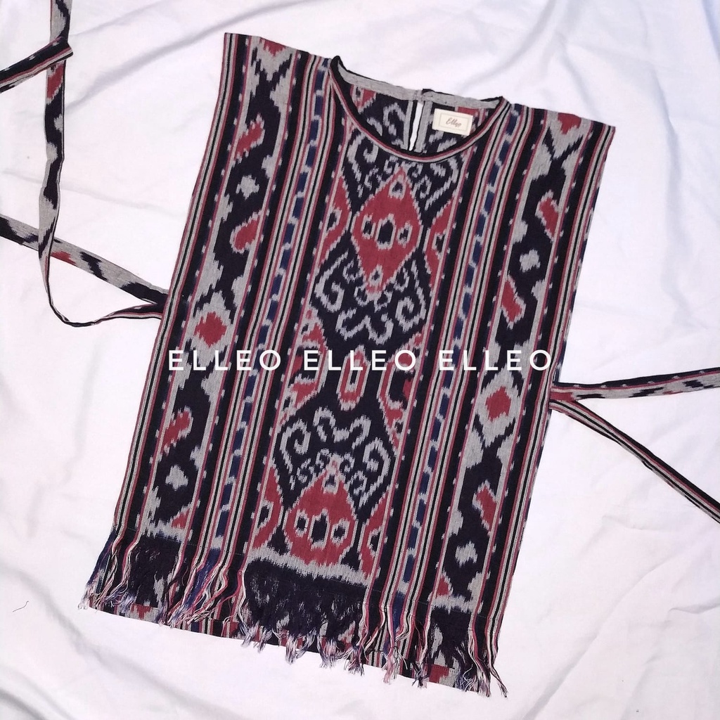 Tora Vest Tenun Etnik by Elleo Original Maroon Rawis