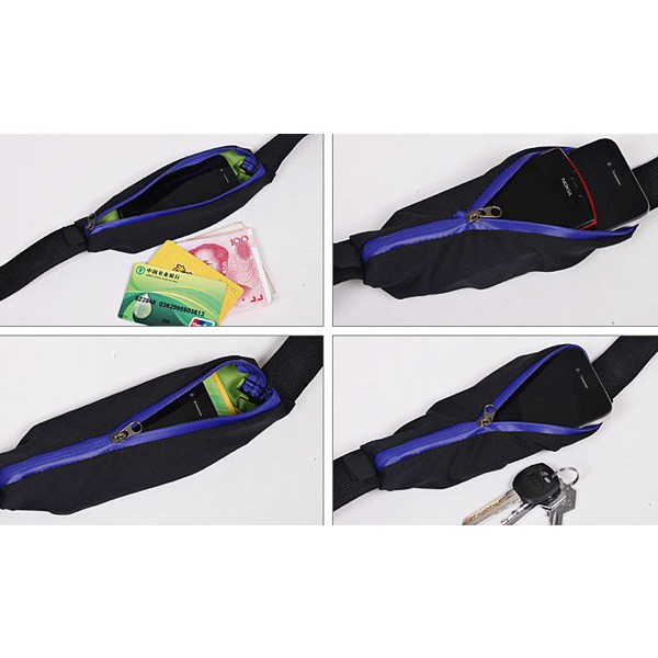 Sport Waist Bag Tas Pinggang Sabuk Olahraga Double Pocket Waterproof