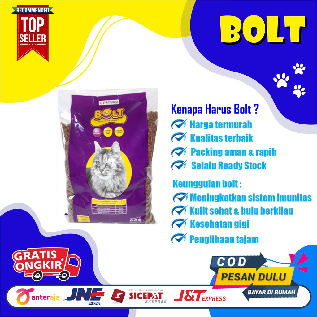 MAKANAN KUCING BOLT - CAT DRY FOOD PAKAN KERING