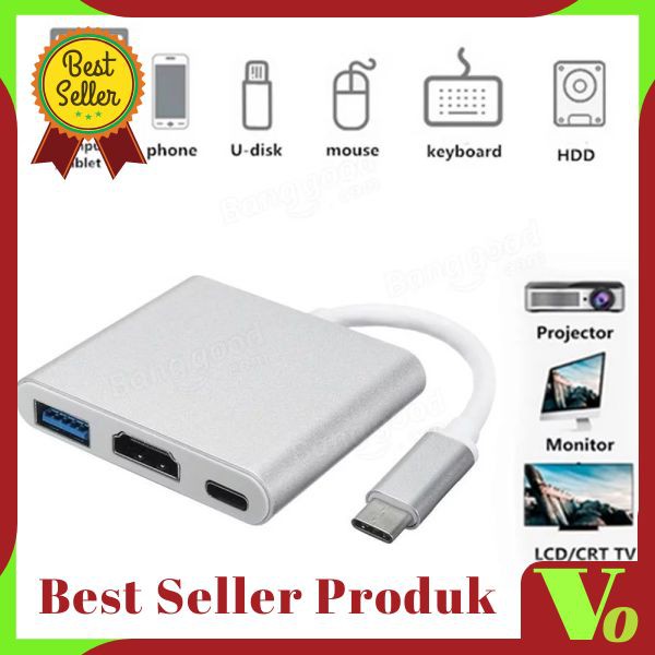 Kabel USB Type C to HDMI  TypeC USB 3.0 Adapter Cable MAC TO HDMI