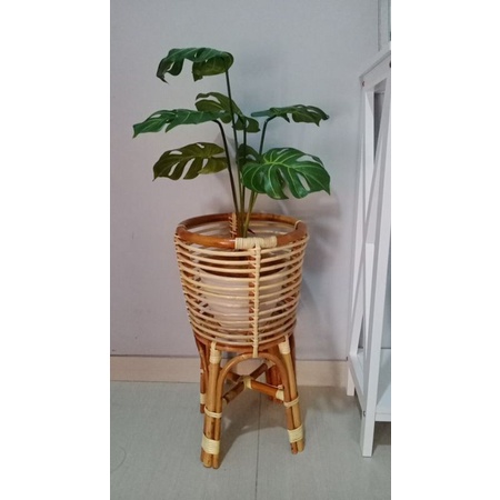 STANDING POT KAKI ROTAN 55CM | STANDING POT ROTAN