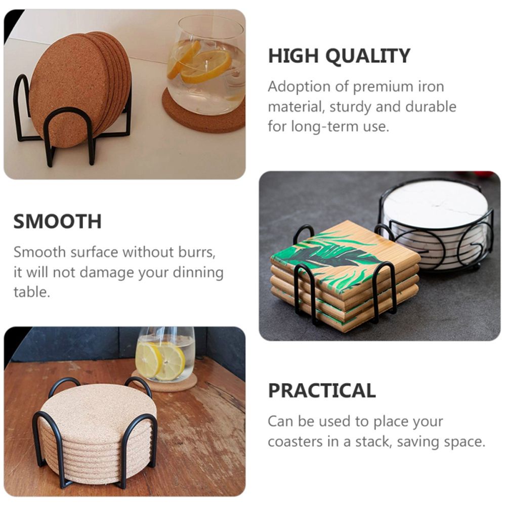 ELEGANT 1Pc Coaster Rack Cup Mat Table Pad Holder Coaster Holder Coasters Shelf Kitchen Supplies Drinks Holder Iron Mat Holder Storage Rack Mat Organizer